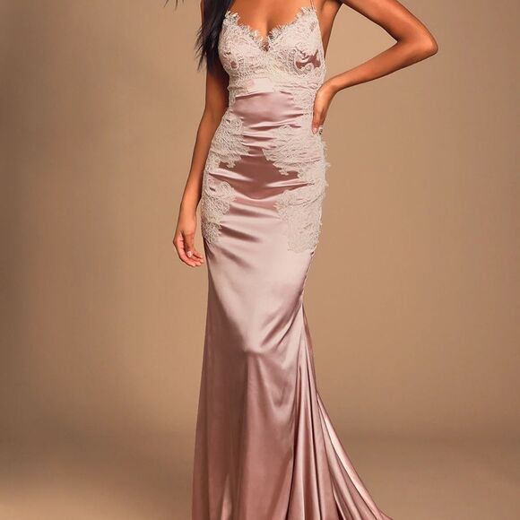 Lulus Fantasy Come True Mauve Pink Satin Dress - Picture 2 of 5